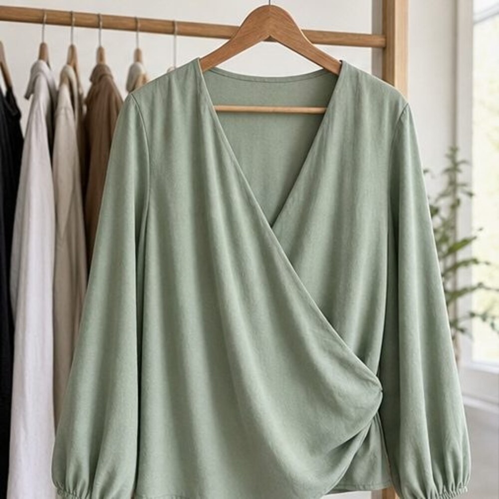 Sage Smocked Top